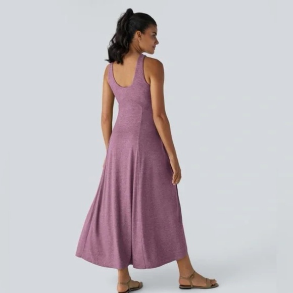 Halara U Neck Backless Split Flowy Maxi Casual Tank Dress - Picture 3 of 7
